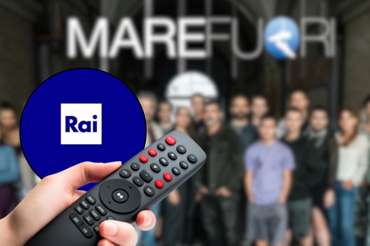 Logo Rai, telecomando e cast Mare Fuori